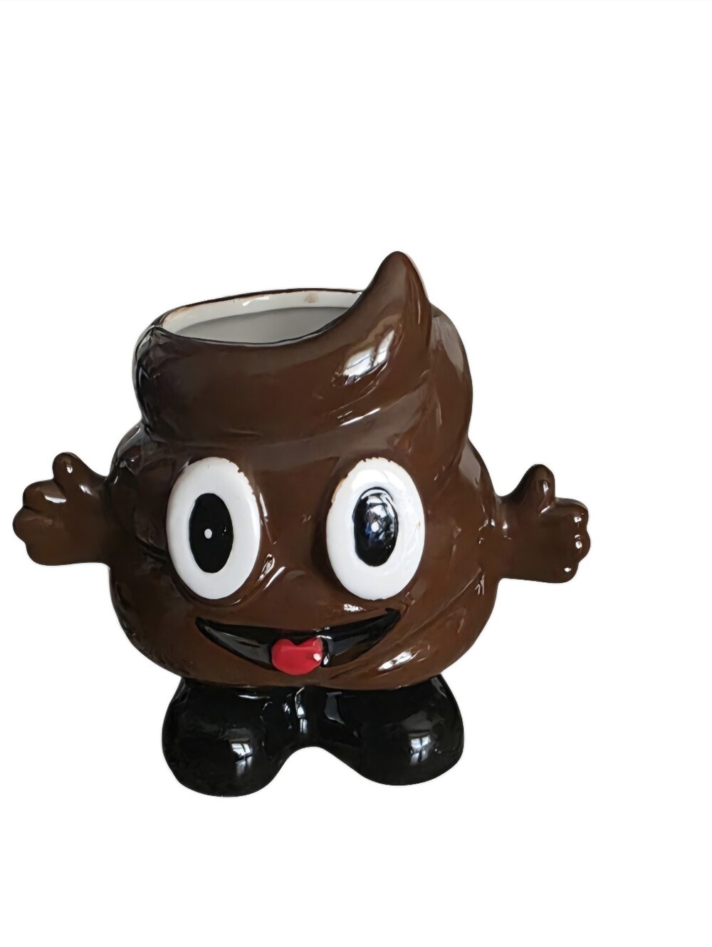 Novelty Poop Emoji Ceramic Planter Mug - Brown
